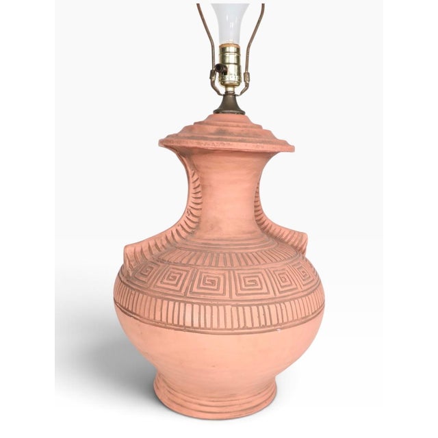 Late 20th Century South American Style Terra Cotta Table Lamps - Pair For Sale - Image 9 of 18