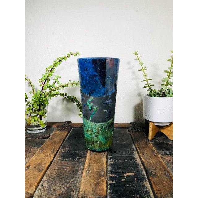 Vintage Moody Post Modern Clay Pottery Vase For Sale - Image 9 of 9