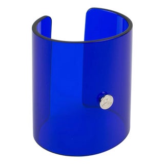 Courreges Paris Cobalt Blue Acrylic Lucite Cuff Bangle Bracelet For Sale
