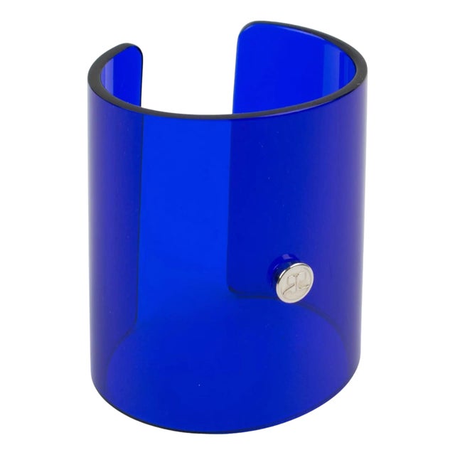Courreges Paris Cobalt Blue Acrylic Lucite Cuff Bangle Bracelet For Sale