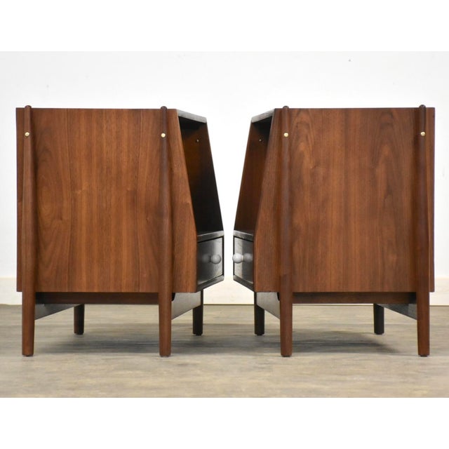 Mid-Century Modern 1960s Refinished Kipp Stewart Declaration Walnut Nightstands - a Pair For Sale - Image 3 of 11