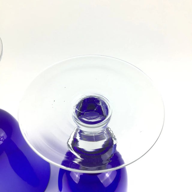 Vintage Cobalt Blue Cocktail Gasses a Pair For Sale - Image 9 of 10