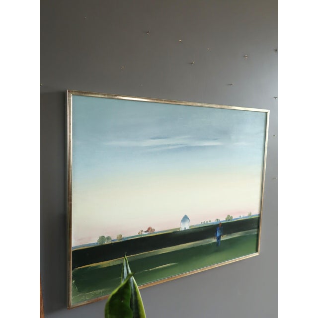 1991 'The Distance Between' Vintage Swedish Minimalist Original Landscape Oil Painting, Framed For Sale - Image 4 of 11