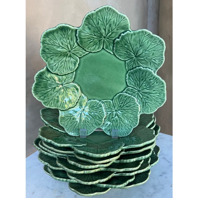 Majolica bowl set of eight made by Bordallo Pinheiro in Portugal. Bordallo Pinheiro has been in production since 1884, the...