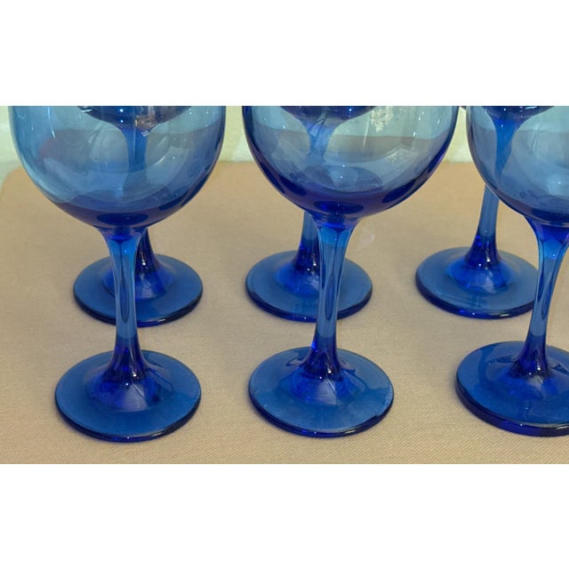Art Deco Cobalt Blue Libbey Glasses - Set of 8 For Sale - Image 3 of 7