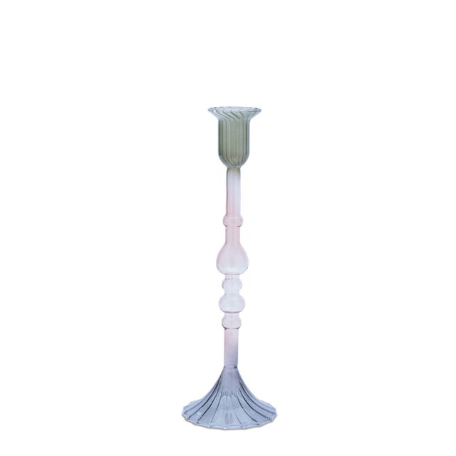 2020s Multicolored Glass Taper Candle Holder (Set of 3) For Sale - Image 5 of 6