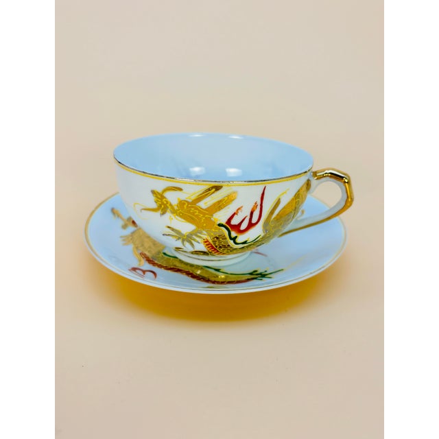 Mid 20th Century Rare Lithophane "Nude" Geisha Dragon Ware Cup and Saucer For Sale - Image 4 of 10