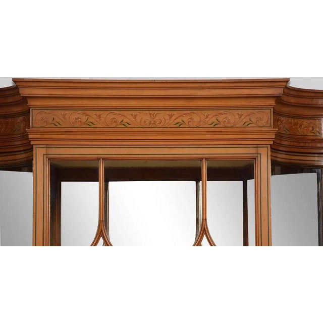 Large Painted Satinwood Wall Hanging Display Cabinet For Sale - Image 6 of 8