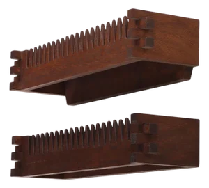 Pair of Brutalist Style Carved Oak Hat and Coat Racks, C. 1960