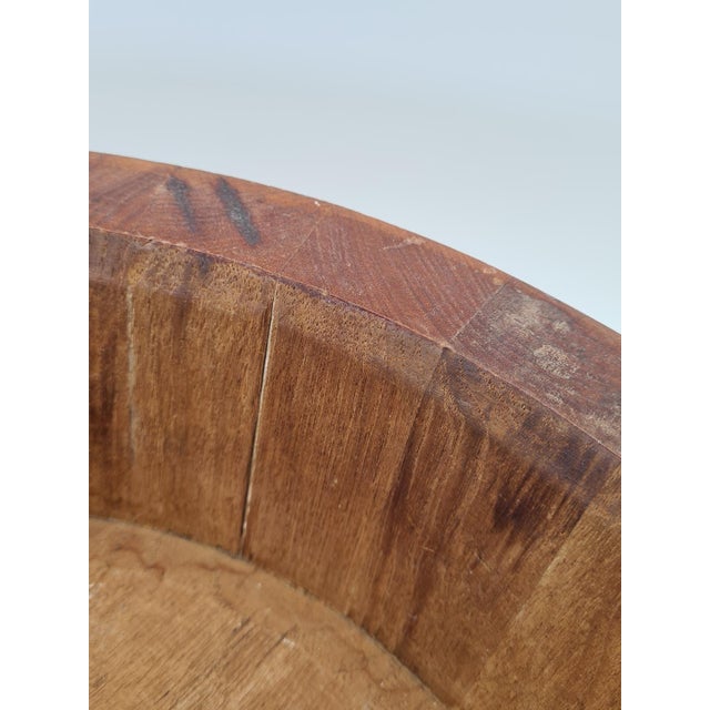 Large Vintage Wooden Bowl with Metal Rims, 1960s For Sale - Image 6 of 11