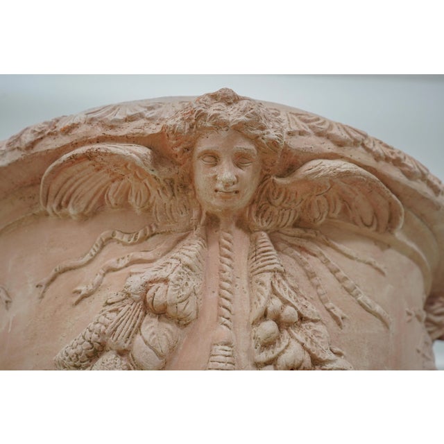 Pair Large Classical Terra Cotta Planter Urns For Sale - Image 10 of 13
