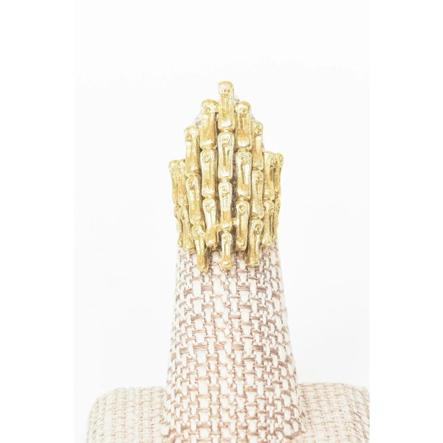 Vintage 18k Gold Italian Sculptural Bamboo Design Elongated Ring, Size 6.5 For Sale - Image 11 of 12