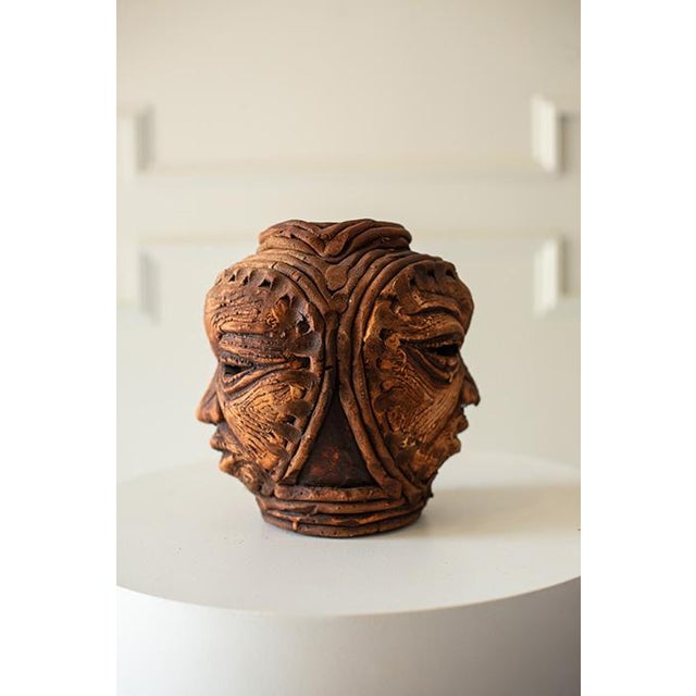 Mid 20th Century Vintage Afrobohemian Head Sculpture Vase For Sale - Image 5 of 8
