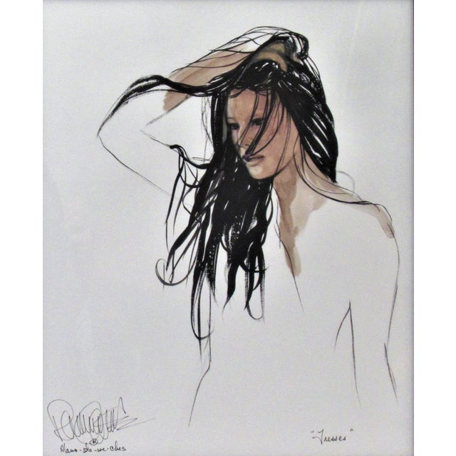 This artwork titled "Tresses" c.1990 is a watercolor on Wove paper by Crow Indian artist Penni Anne Cross A.K.A. (Alawa-...