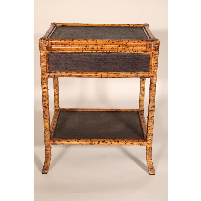 Brown Pair of Aesthetic Movement Style Rattan, Metal and Canvas Side Tables For Sale - Image 8 of 13