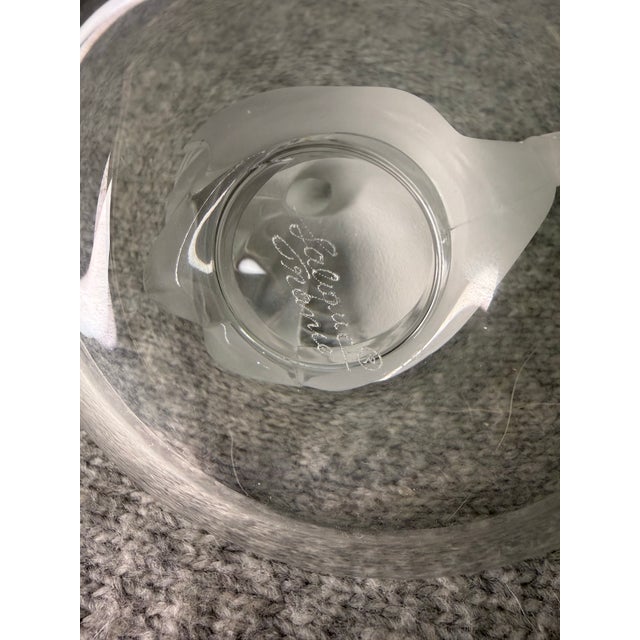 Glass Late 20th Century Lalique France Deux Cygnes Frosted Crystal Two Swans Ring Dish Trinket Tray For Sale - Image 7 of 7