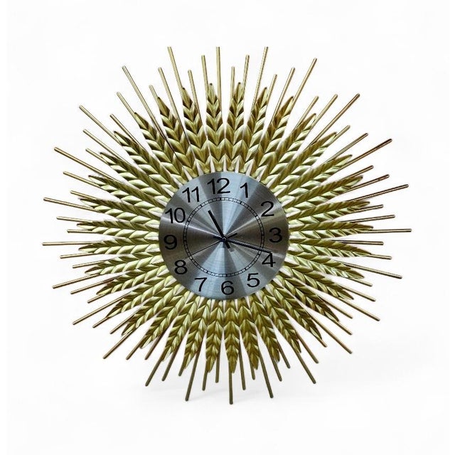 Mid Century Sunburst Clock For Sale - Image 12 of 13