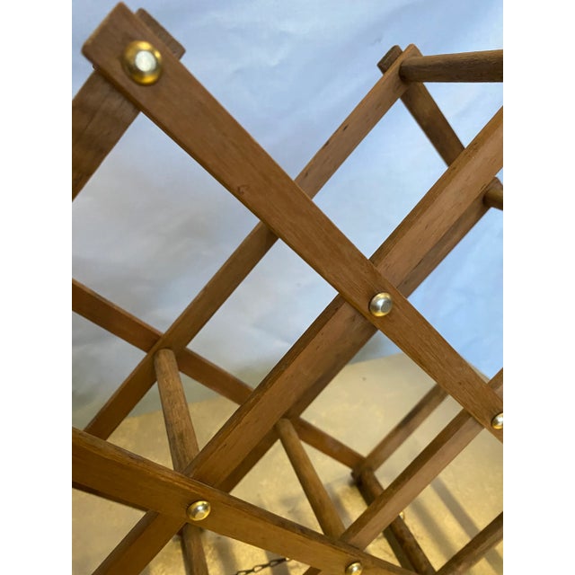 1970s 1970s Petite Mid-Century Modern Wooden Folding Wine Rack For Sale - Image 5 of 8
