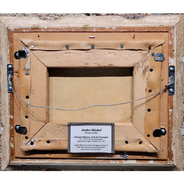 Blue Andre Michel -1940s Champ Elysees Parisian Scene-Oil Painting For Sale - Image 8 of 9