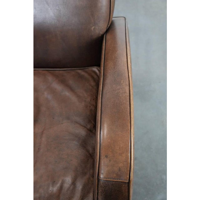 Brown Club Chair in Sheepskin Leather For Sale - Image 8 of 16