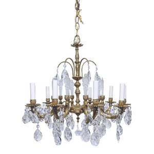 1930's Ornate Bronze Chandelier