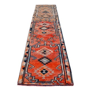 1960s Runner Kurdish Hand-Knotted Rug Hallway Decor Kitchen Floor Accent 3x12 Ft Approx For Sale