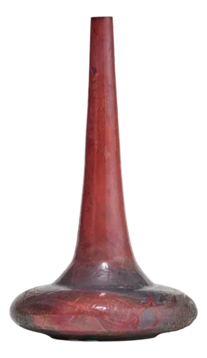 Otto Natzler and Gertrud Natzler Rare Squat Bottle Form With Long Neck, 1974