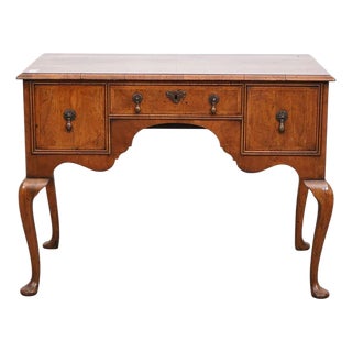 Antique Burr Walnut Queen Anne Style Ladies Writing Desk For Sale