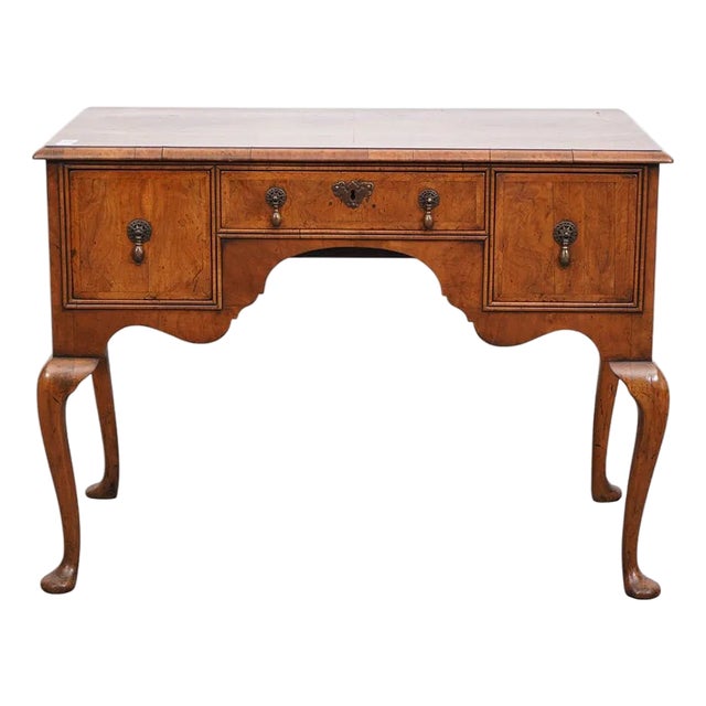 Antique Burr Walnut Queen Anne Style Ladies Writing Desk For Sale