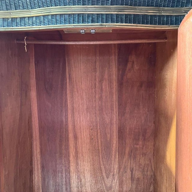 Vintage Full Length Teal Wicker Wardrobe For Sale - Image 11 of 18