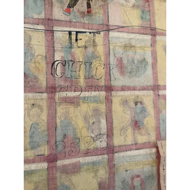 Ivory Vintage Ethiopian Narrative Painting on Cloth Depicting the Queen of Sheba and King Solomon 48” X 21” For Sale - Image 8 of 11