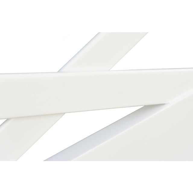 1950s Paul Frankl Style Mid Century Modern White Lacquered Wood King-Size Headboard, 1950's For Sale - Image 5 of 9