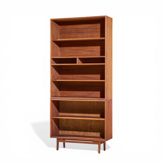 Mid-Century Modern Jens Risom Mid Century Walnut 2-Piece Bookcase For Sale - Image 3 of 7