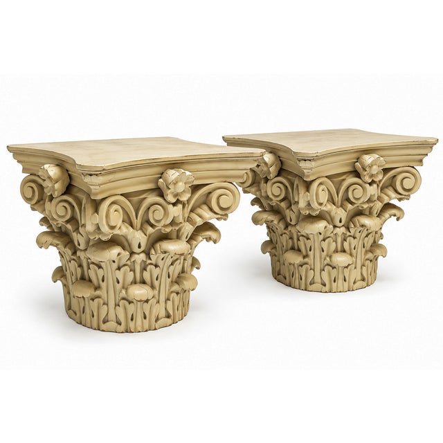 19th Century Continental Carved Oak Neo-Classical Style Capitals, Pair For Sale - Image 4 of 7