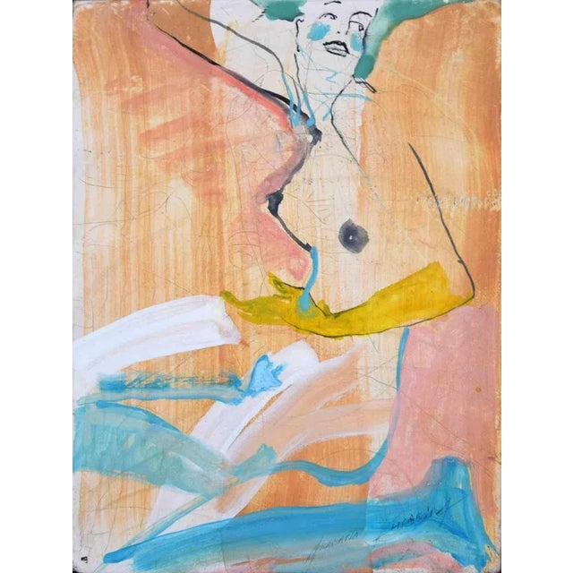 A woman is an original contemporary artwork, realized in 2018 by the emerging artist Anastasia Kurakina. Mixed colored...