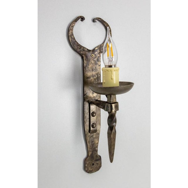 1960s Spanish French Wrought Iron Wall Lights, 1960s, Set of 2 For Sale - Image 5 of 12