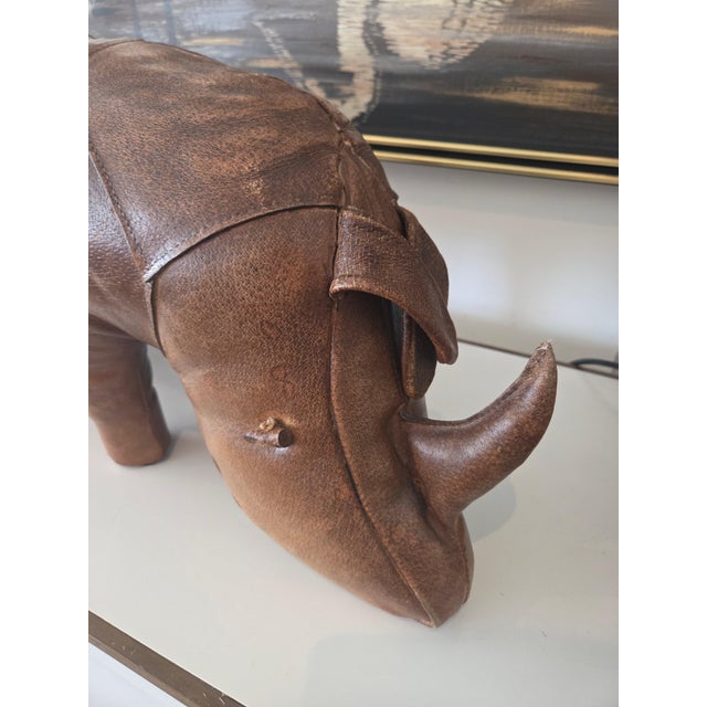 1970s Vintage Leather Rhinoceros Sculpture by Dimitri Omersa, England, 1975 For Sale - Image 5 of 7