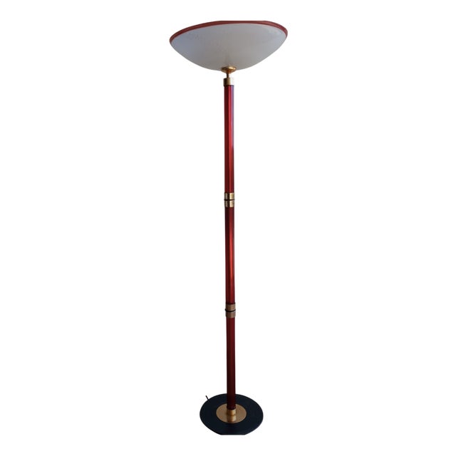 Fluted Murano Glass and Brass Floor Lamp, Italy, 1970s For Sale