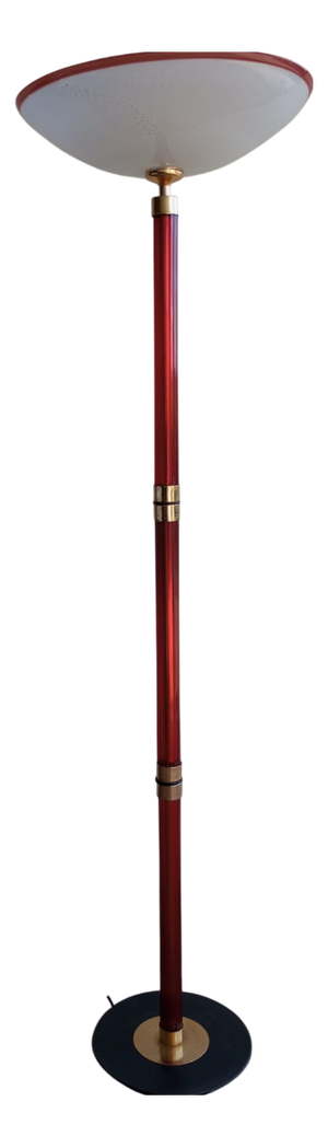 Fluted Murano Glass and Brass Floor Lamp, Italy, 1970s