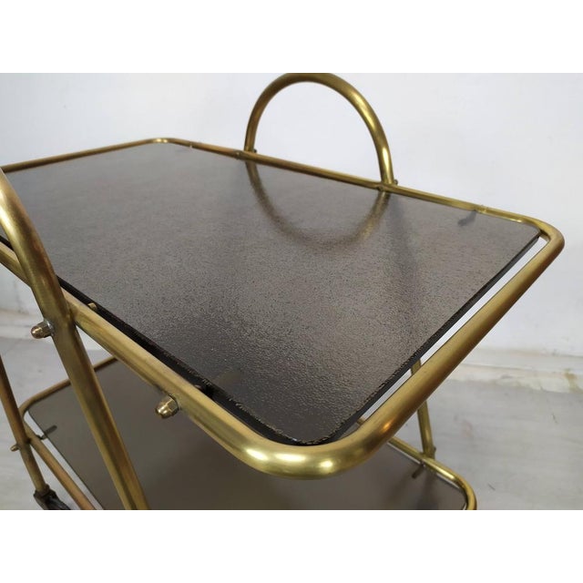 Vintage Brass Bar Trolley, 1950s For Sale - Image 10 of 15