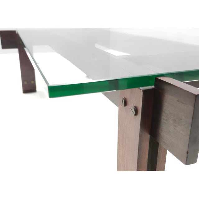 Walnut Coffee Table with Rectangular Glass Top, Italy, 1950s For Sale - Image 11 of 15
