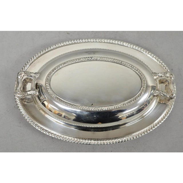 Vintage Oneida Fiesta Silver Plated Oval Covered Vegetable Serving Dish Platter. Circa Mid 20th Century. Measurements:...