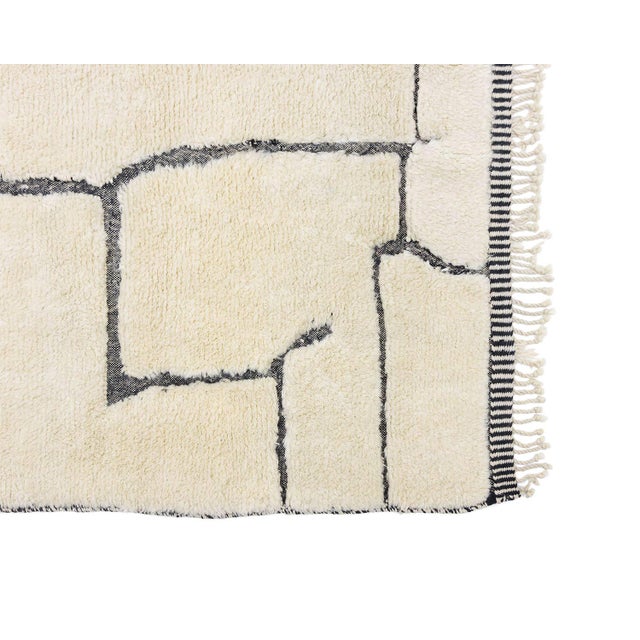 Textile Abstract Puzzle Line Hand-Knotted Wool Rug | 7'3" X 6'8" | One of a Kind For Sale - Image 7 of 7