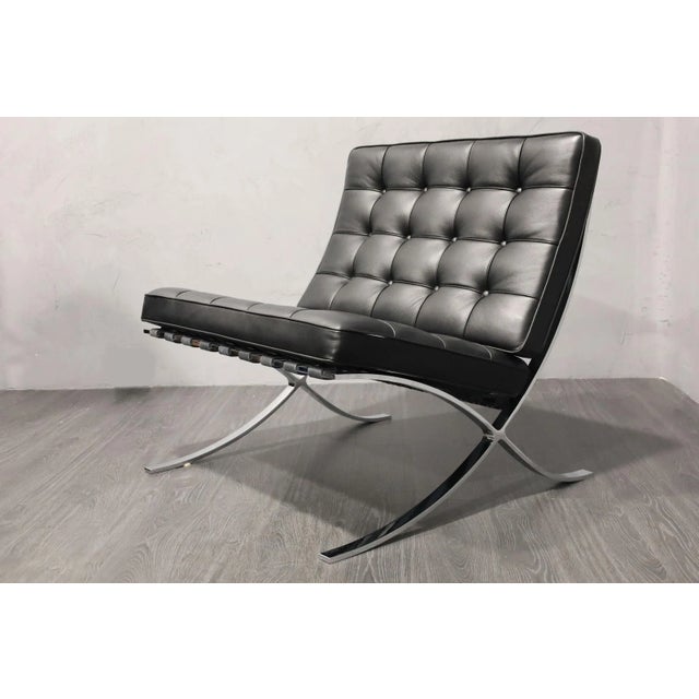 Elevate your living space with Mies van der Rohe's iconic Barcelona Chair with stool, available exclusively at circa20c....