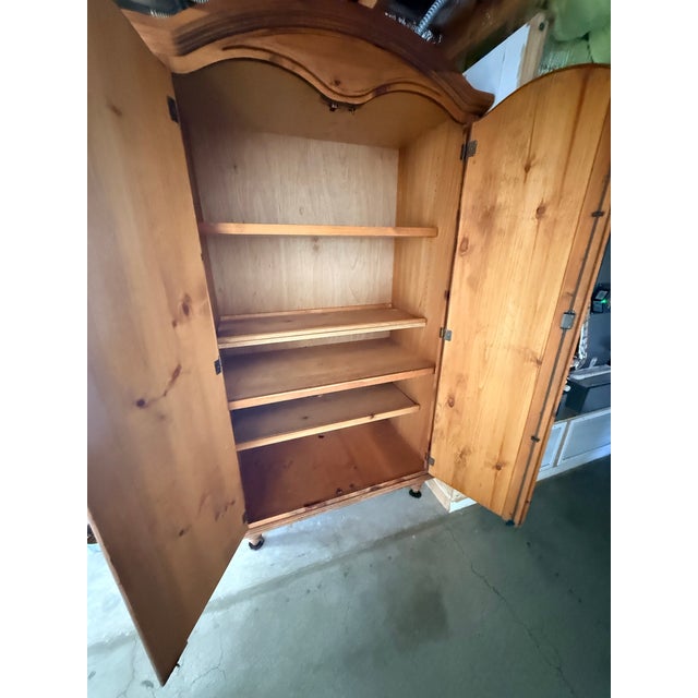 Vintage Double Door Solid Pine Armoire For Sale - Image 4 of 6