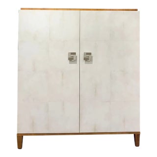 Maitland-Smith Modern Faux Goat Skin Cabinet For Sale