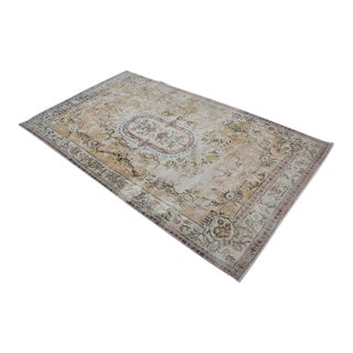 1950s Oushak Floral Handknotted Rug For Sale