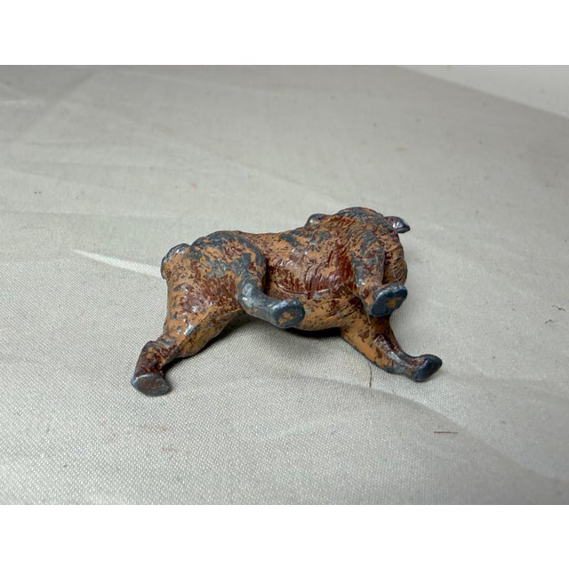 Brown Antique Miniature Cold Painted Solid Lead Bulldog Dog Figure Statue Figurine For Sale - Image 8 of 9