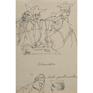 Unknown, The Five Codes, Original Pen Drawing, Mid-20th Century For Sale
