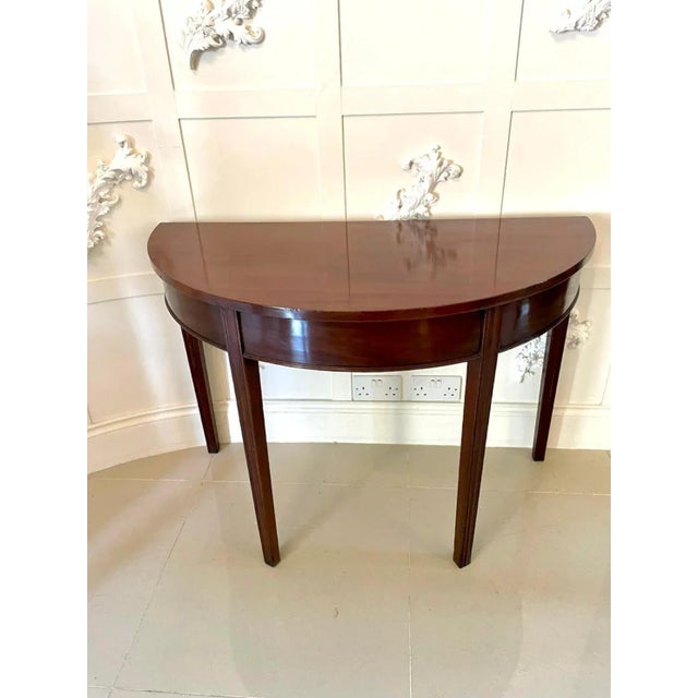 Antique George III Mahogany Half Moon Console Table For Sale - Image 5 of 7